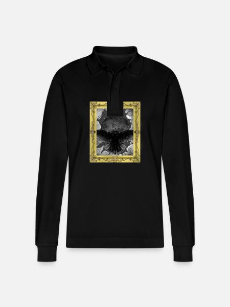 Halloween Raven Crow Birds Mystical - Stanley/Stella Organic Unisex Long-Sleeved Polo Shirt Prepster - black