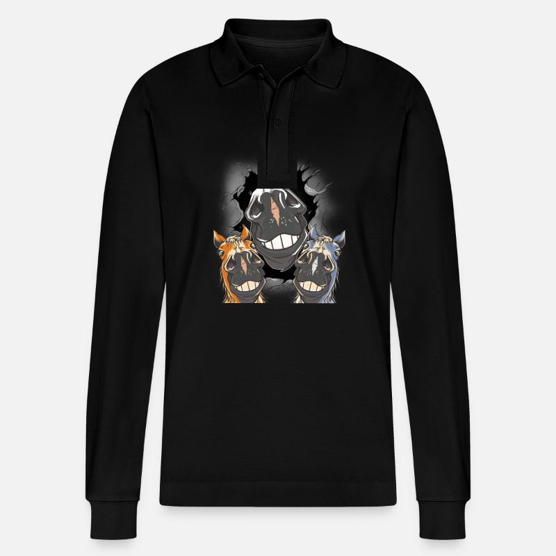 Pferd Pferde Pferdekopf - Stanley/Stella Unisex Bio-Langarm-Poloshirt Prepster - Schwarz