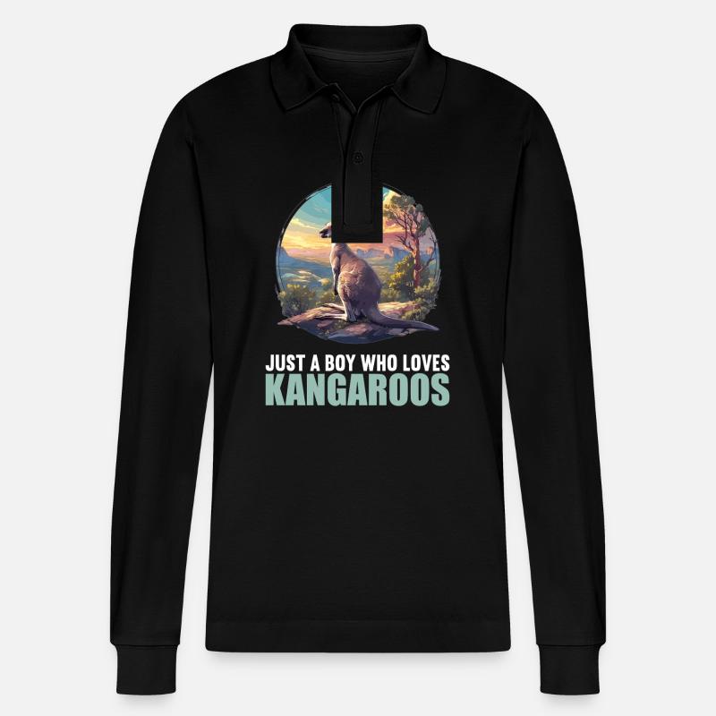 Kängurus Känguru - Stanley/Stella Unisex Bio-Langarm-Poloshirt Prepster - Schwarz