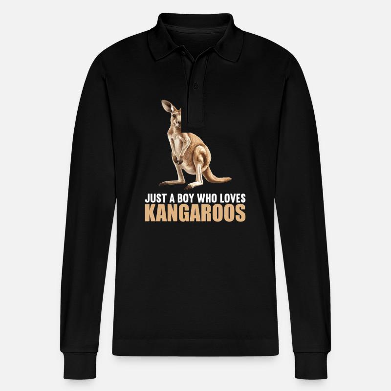 Kängurus Känguru - Stanley/Stella Unisex Bio-Langarm-Poloshirt Prepster - Schwarz