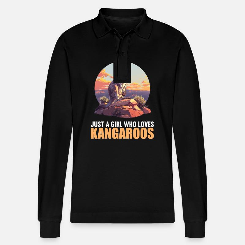 Kängurus Känguru - Stanley/Stella Unisex Bio-Langarm-Poloshirt Prepster - Schwarz
