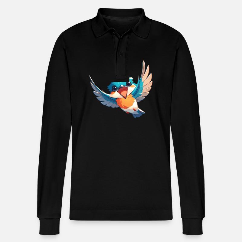 Eisvögel Eisvogel - Stanley/Stella Unisex Bio-Langarm-Poloshirt Prepster - Schwarz