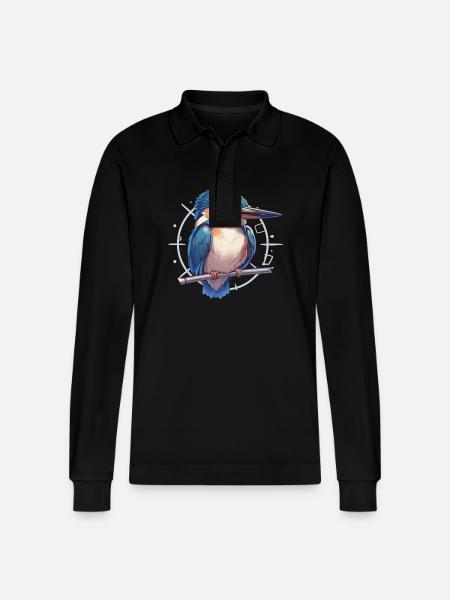 Kingfishers Kingfisher - Stanley/Stella Organic Unisex Long-Sleeved Polo Shirt Prepster - black