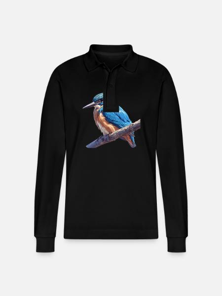 Kingfishers Kingfisher - Stanley/Stella Organic Unisex Long-Sleeved Polo Shirt Prepster - black