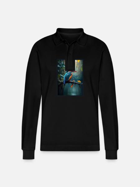 Kingfishers Kingfisher - Stanley/Stella Organic Unisex Long-Sleeved Polo Shirt Prepster - black