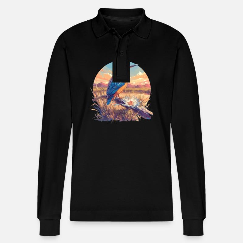Eisvögel Eisvogel - Stanley/Stella Unisex Bio-Langarm-Poloshirt Prepster - Schwarz