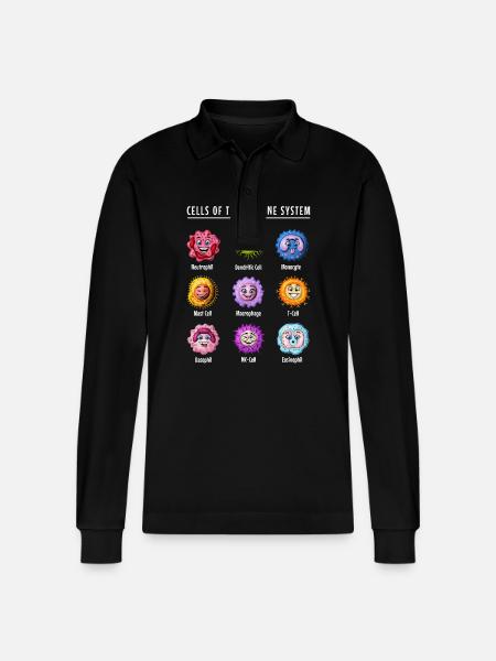 Biology Immune System Cells - Stanley/Stella Organic Unisex Long-Sleeved Polo Shirt Prepster - black