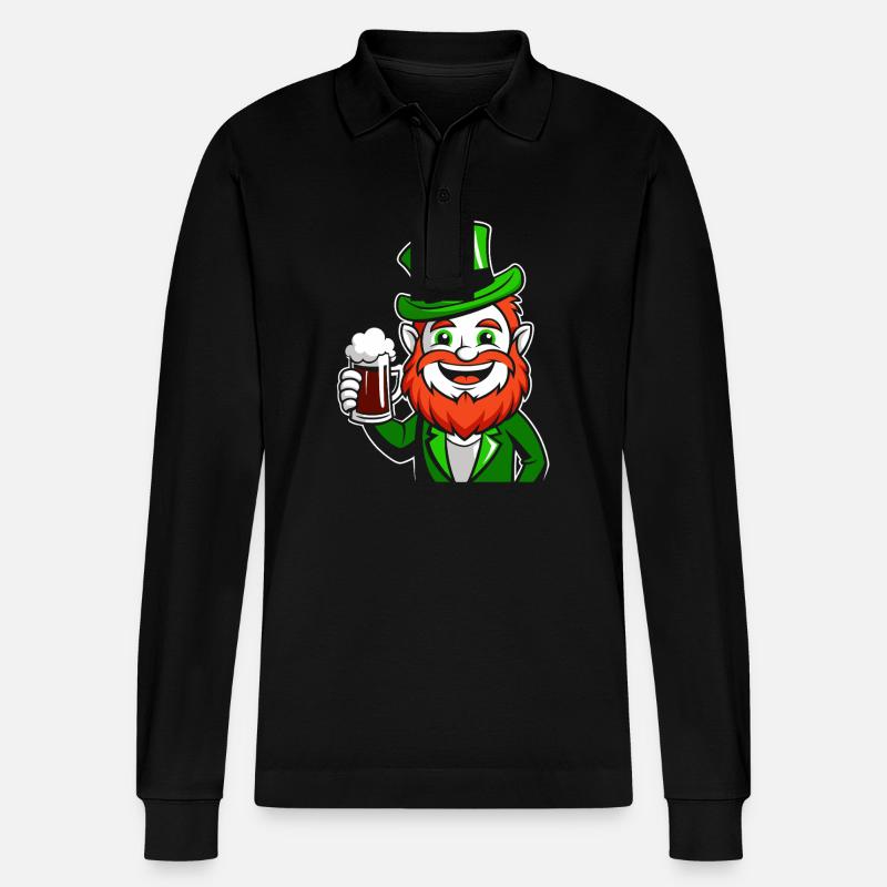 Leprechaun & Beer - Saint-Patrick - Irlande - Polo à manches longues bio PREPSTER Stanley/Stella Unisexe - noir