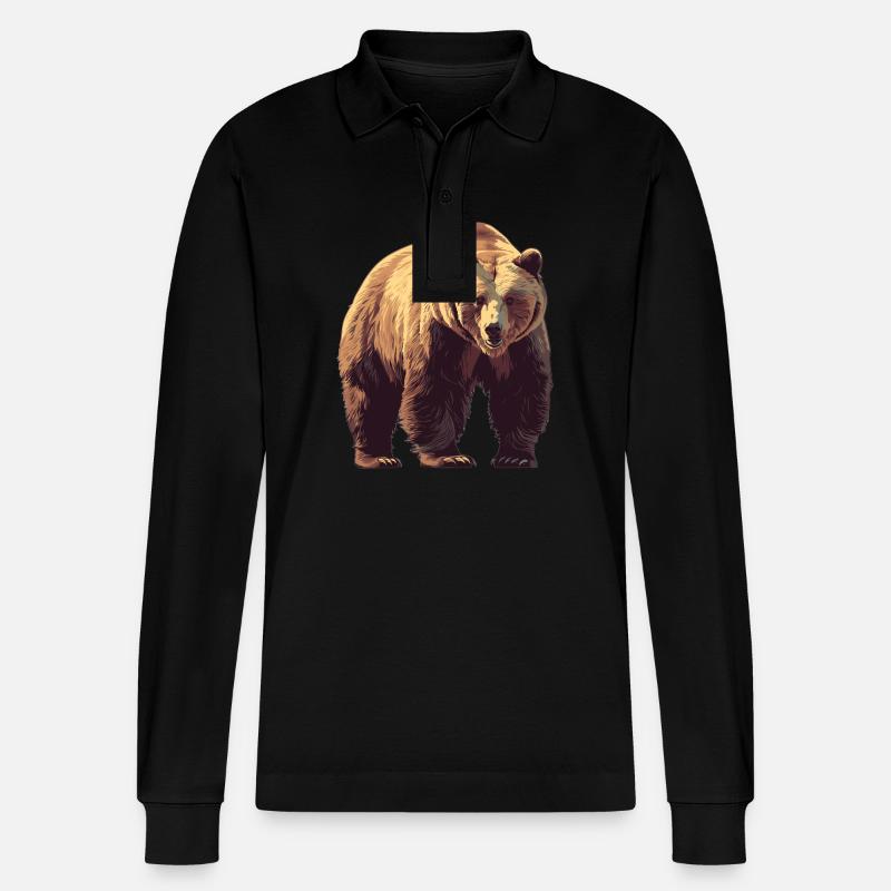 Kodiakbären Kodiakbär - Stanley/Stella Unisex Bio-Langarm-Poloshirt Prepster - Schwarz