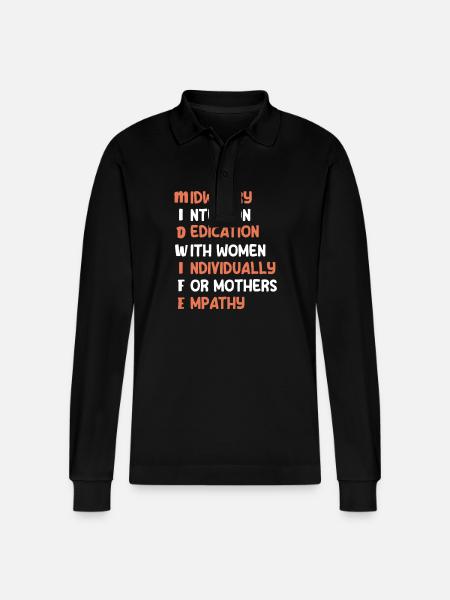 Midwife Intuition Education Women - Stanley/Stella Organic Unisex Long-Sleeved Polo Shirt Prepster - black