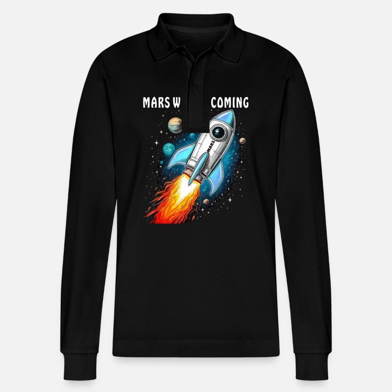 FUSÉE MARS NOUS ARRIVONS - Polo à manches longues bio PREPSTER Stanley/Stella Unisexe - noir