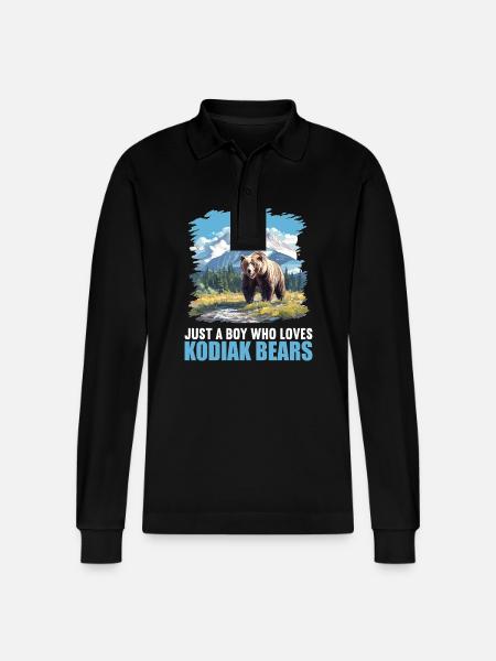 Kodiak Bear Kodiak Bear - Stanley/Stella Organic Unisex Long-Sleeved Polo Shirt Prepster - black