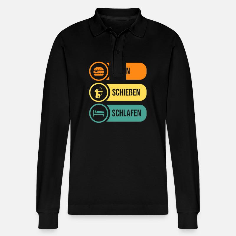 Bogenschütze Bogenschießen - Stanley/Stella Unisex Bio-Langarm-Poloshirt Prepster - Schwarz