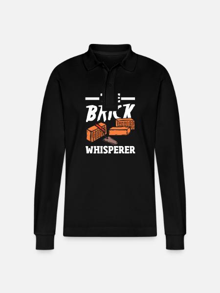 Mason The Brick Whisperer - Stanley/Stella Organic Unisex Long-Sleeved Polo Shirt Prepster - black