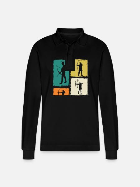 Bogenschießen - Stanley/Stella Unisex Bio-Langarm-Poloshirt Prepster - Schwarz