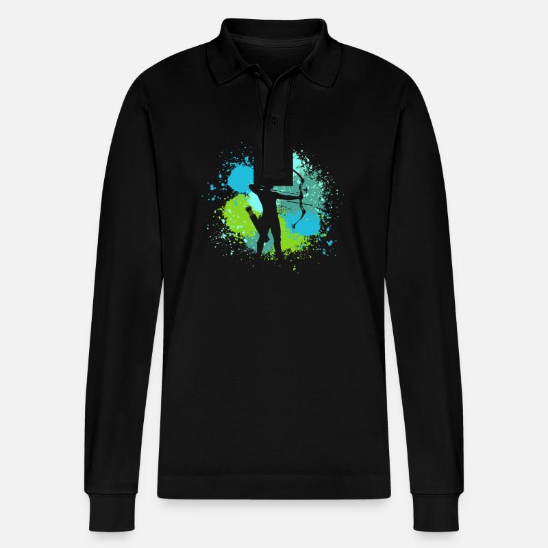 Bogenschütze Bogenschießen - Stanley/Stella Unisex Bio-Langarm-Poloshirt Prepster - Schwarz