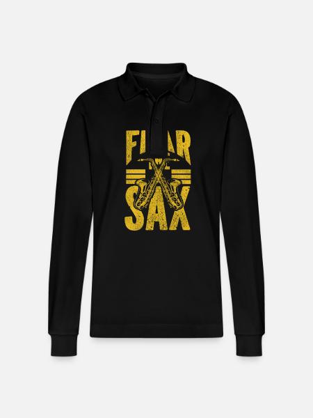 Saxophones Pun Fear The Sax - Stanley/Stella Organic Unisex Long-Sleeved Polo Shirt Prepster - black