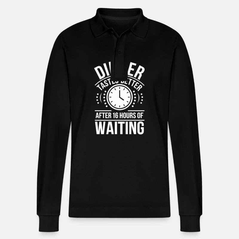 Intermittent fasting Intermittent fasting - Stanley/Stella Organic Unisex Long-Sleeved Polo Shirt Prepster - black