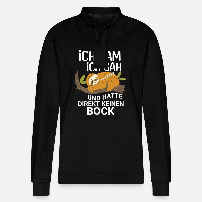 Faultier Kein Bock - Stanley/Stella Unisex Bio-Langarm-Poloshirt Prepster - Schwarz