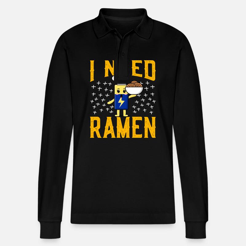 Ich brauche Ramen - Stanley/Stella Unisex Bio-Langarm-Poloshirt Prepster - Schwarz