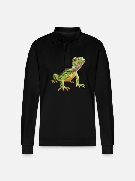 Lizards Lizard - Stanley/Stella Organic Unisex Long-Sleeved Polo Shirt Prepster - black