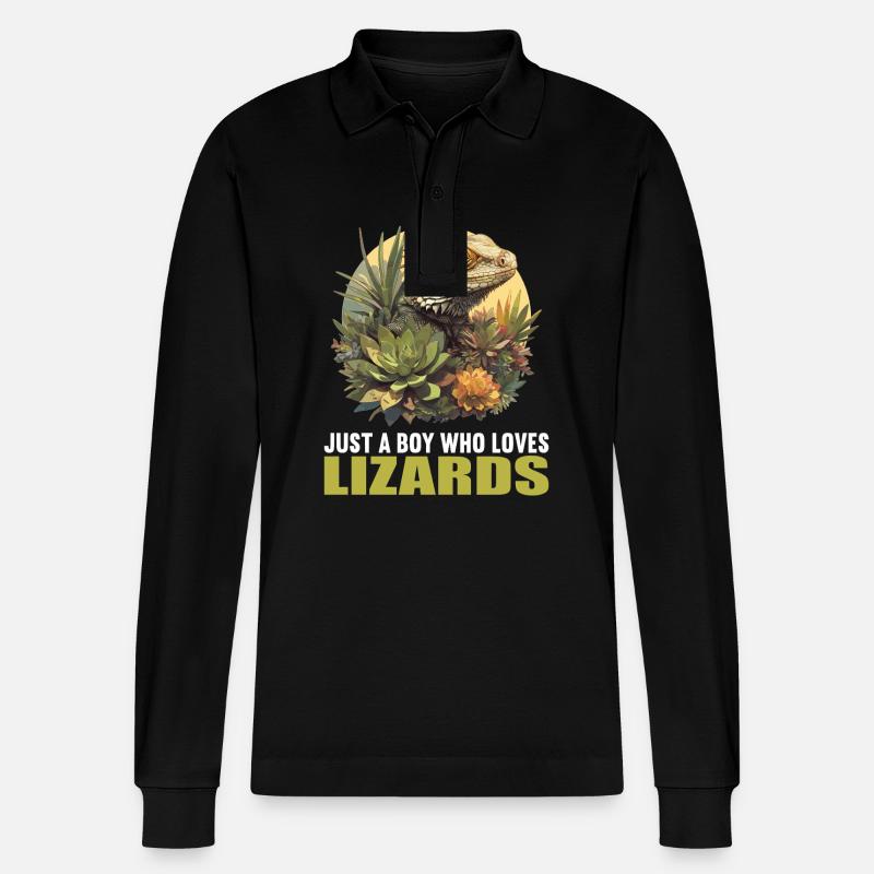 Eidechsen Eidechse - Stanley/Stella Unisex Bio-Langarm-Poloshirt Prepster - Schwarz