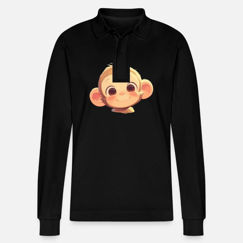 Makaken Makake - Stanley/Stella Unisex Bio-Langarm-Poloshirt Prepster - Schwarz
