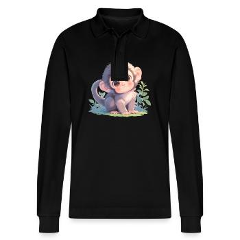 Macaque Macaque - Stanley/Stella Organic Unisex Long-Sleeved Polo Shirt Prepster - black - Front - Anna (173cm) & Nico (186cm)
