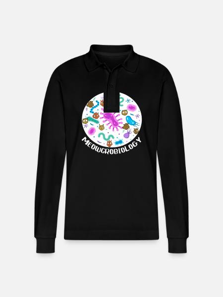 Meowcrobiology - Stanley/Stella Organic Unisex Long-Sleeved Polo Shirt Prepster - black