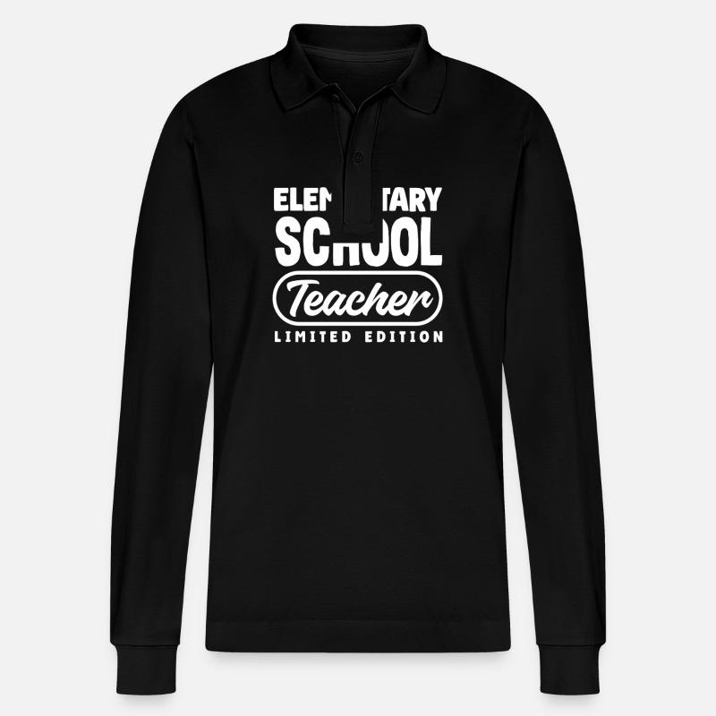 Elementary Teacher Limited Edition - Stanley/Stella Organic Unisex Long-Sleeved Polo Shirt Prepster - black