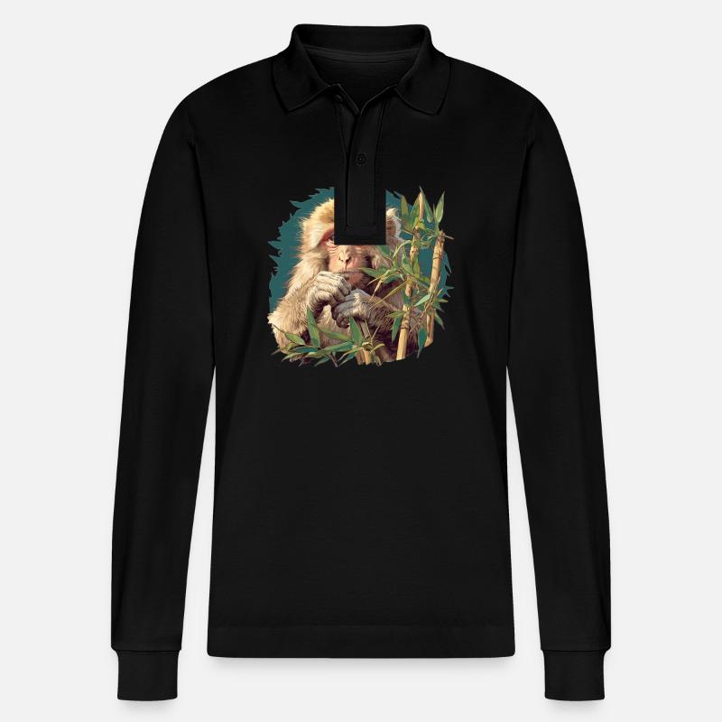 Makaken Makake - Stanley/Stella Unisex Bio-Langarm-Poloshirt Prepster - Schwarz