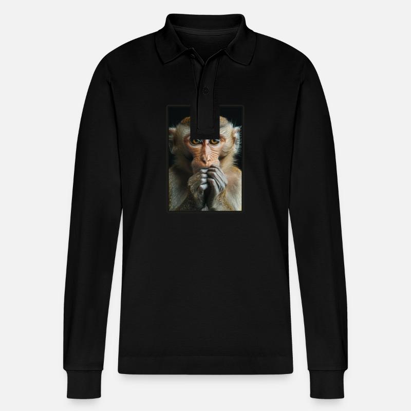 Makaken Makake - Stanley/Stella Unisex Bio-Langarm-Poloshirt Prepster - Schwarz