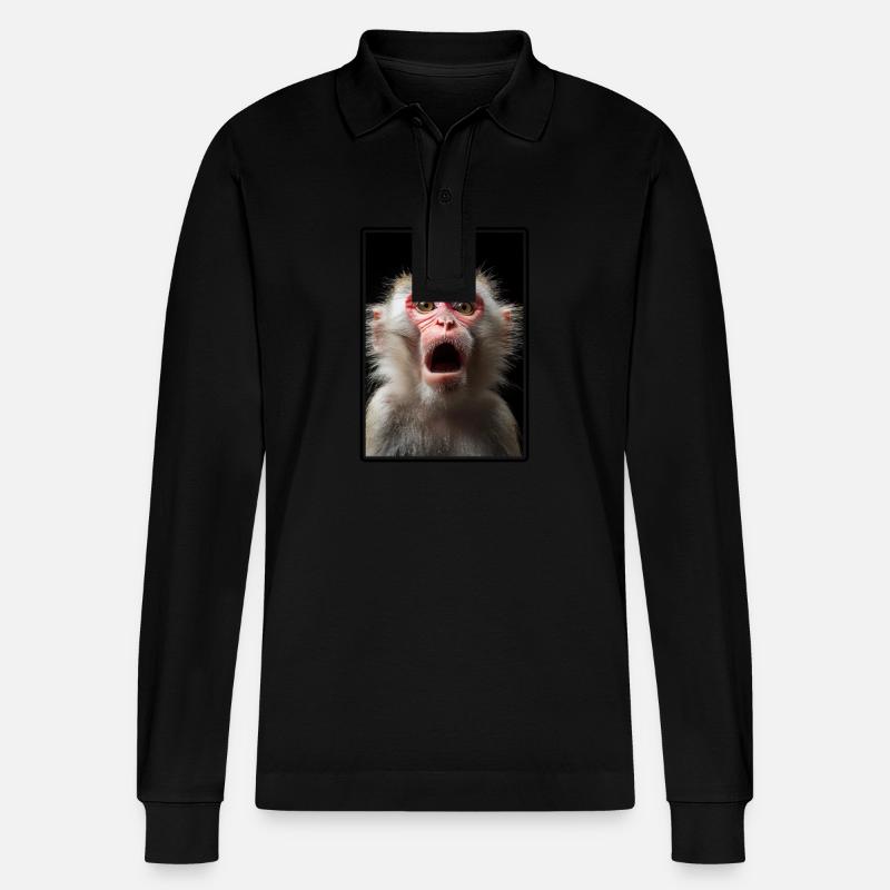 Makaken Makake - Stanley/Stella Unisex Bio-Langarm-Poloshirt Prepster - Schwarz