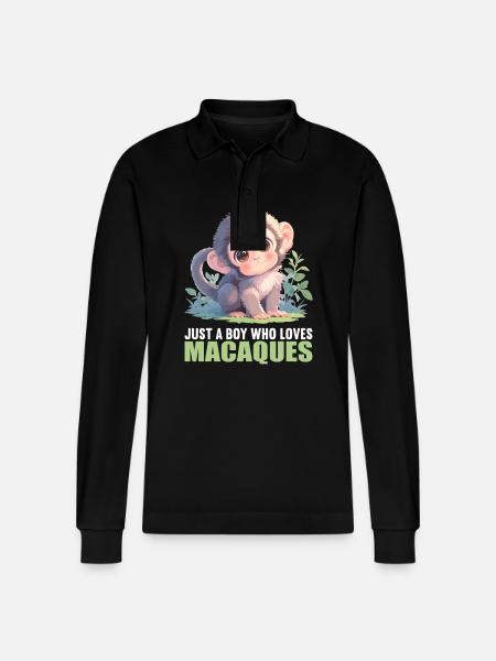 Macaque Macaque - Stanley/Stella Organic Unisex Long-Sleeved Polo Shirt Prepster - black