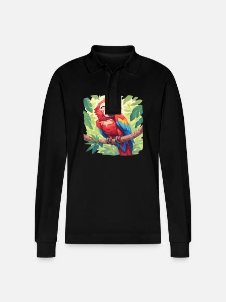 Macaw's Era - Stanley/Stella Organic Unisex Long-Sleeved Polo Shirt Prepster - black