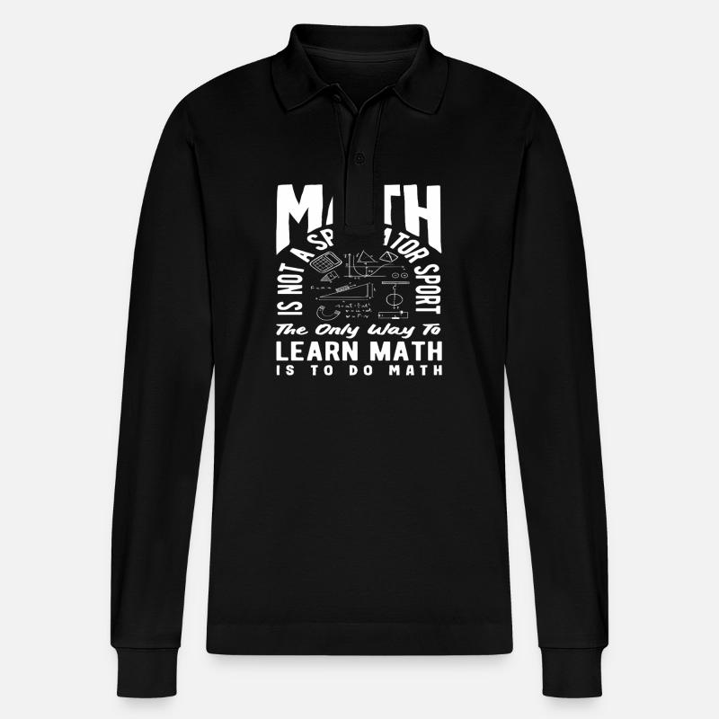 Math Teacher Math Gift - Stanley/Stella Organic Unisex Long-Sleeved Polo Shirt Prepster - black