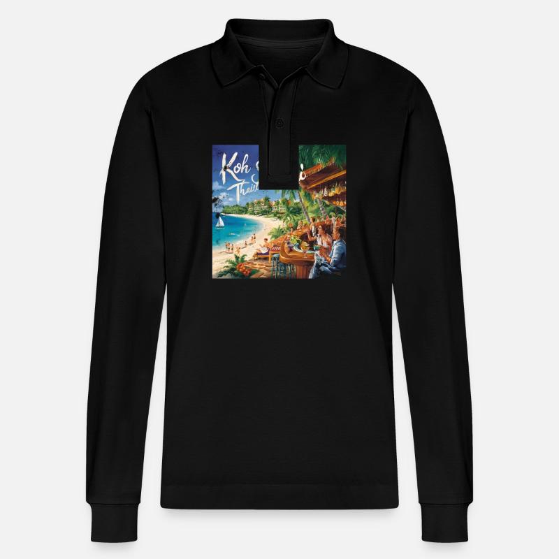 Koh Samui - Stanley/Stella Unisex Bio-Langarm-Poloshirt Prepster - Schwarz