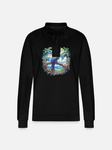 Macaw's Era - Stanley/Stella Organic Unisex Long-Sleeved Polo Shirt Prepster - black