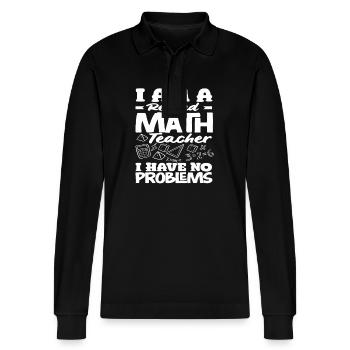 Cadeau de mathématiques pour professeur de mathématiques - Polo à manches longues bio PREPSTER Stanley/Stella Unisexe - noir - Devant - Anna (173cm) & Nico (186cm)
