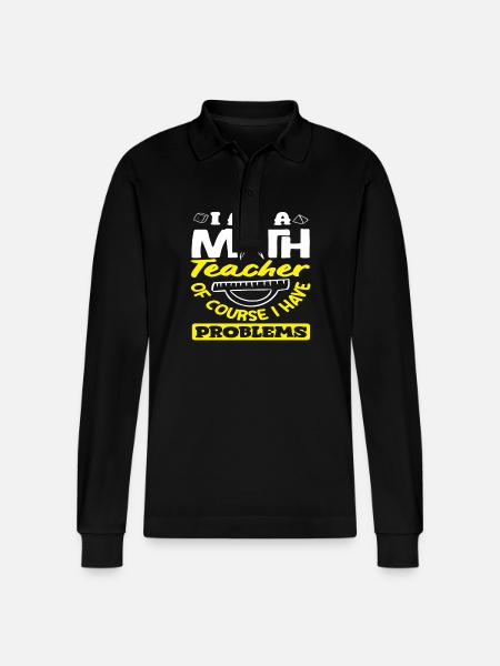 Math Teacher Math Gift - Stanley/Stella Organic Unisex Long-Sleeved Polo Shirt Prepster - black