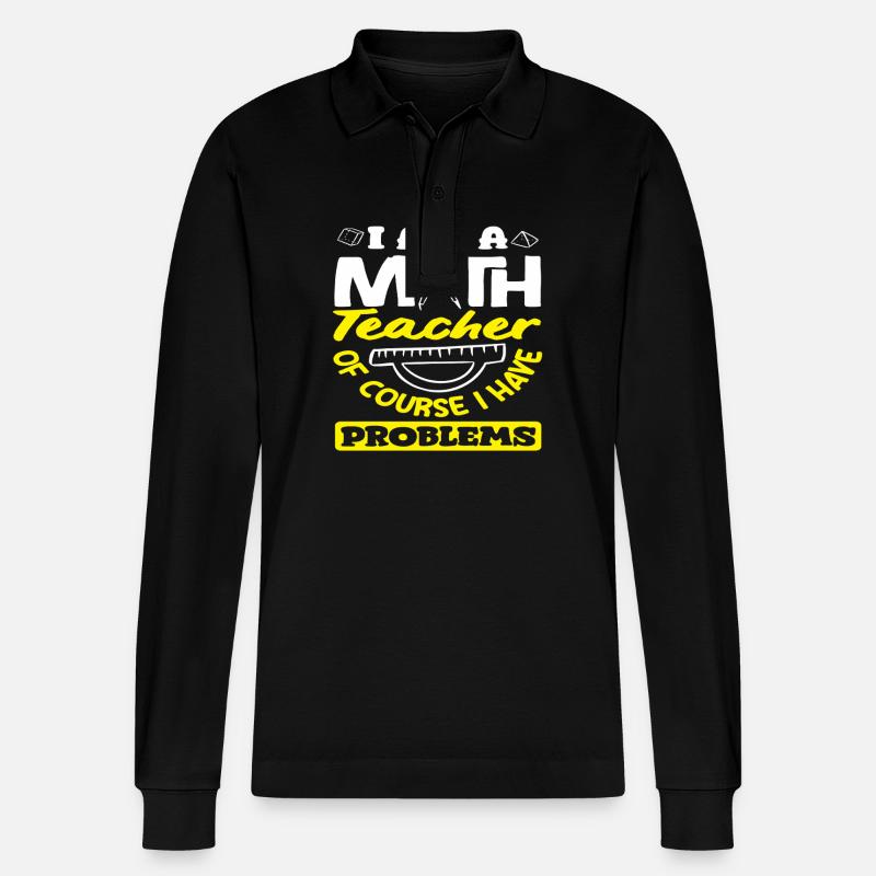 Math Teacher Math Gift - Stanley/Stella Organic Unisex Long-Sleeved Polo Shirt Prepster - black