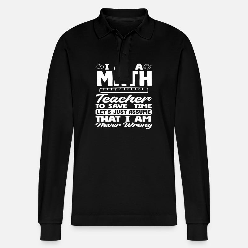 Math Teacher Math Gift - Stanley/Stella Organic Unisex Long-Sleeved Polo Shirt Prepster - black