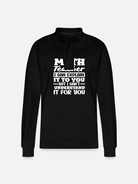Math Teacher Math Gift - Stanley/Stella Organic Unisex Long-Sleeved Polo Shirt Prepster - black