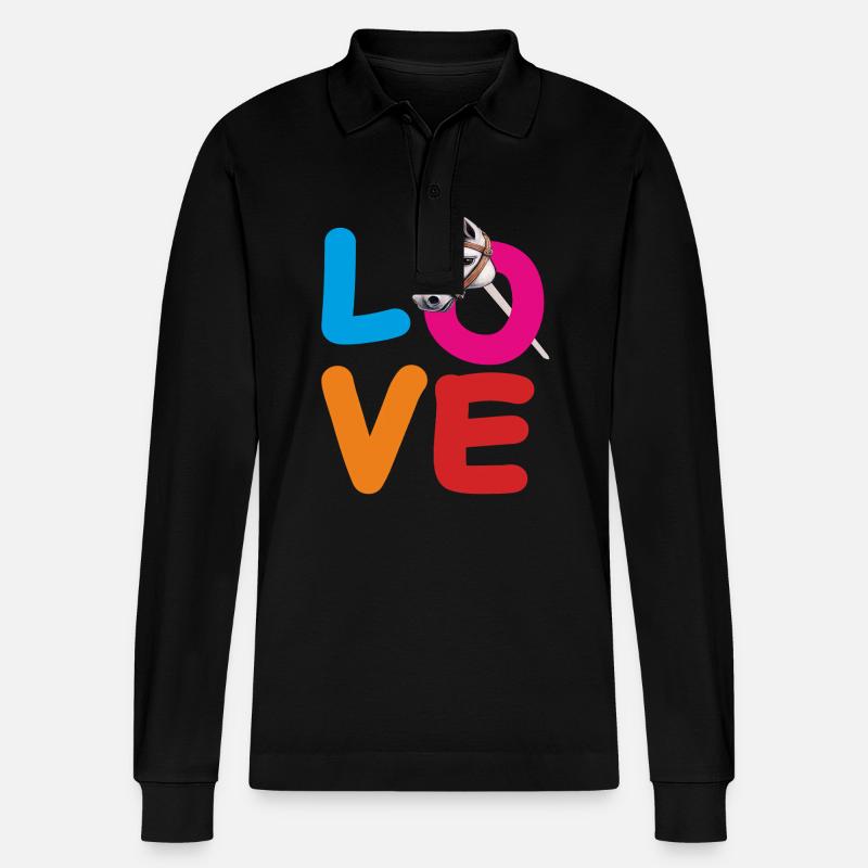 LOVE STECKENPFERD - Stanley/Stella Unisex Bio-Langarm-Poloshirt Prepster - Schwarz