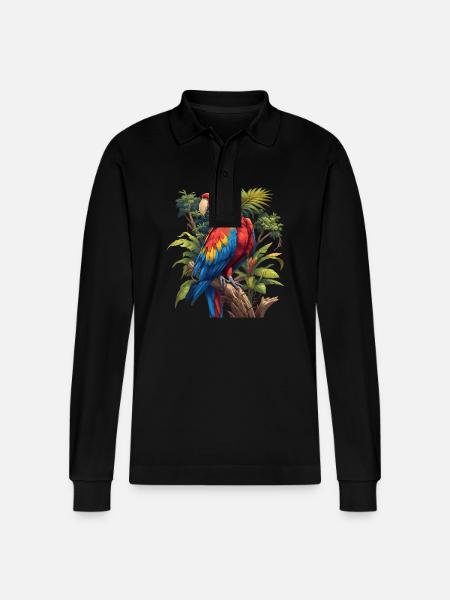 Macaw's Era - Stanley/Stella Organic Unisex Long-Sleeved Polo Shirt Prepster - black