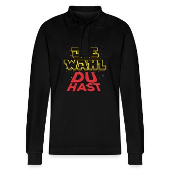 Die Wahl du hast - SPD Wähler - Stimme - Stanley/Stella Unisex Bio-Langarm-Poloshirt Prepster - Schwarz - Vorne - Anna (173cm) & Nico (186cm)