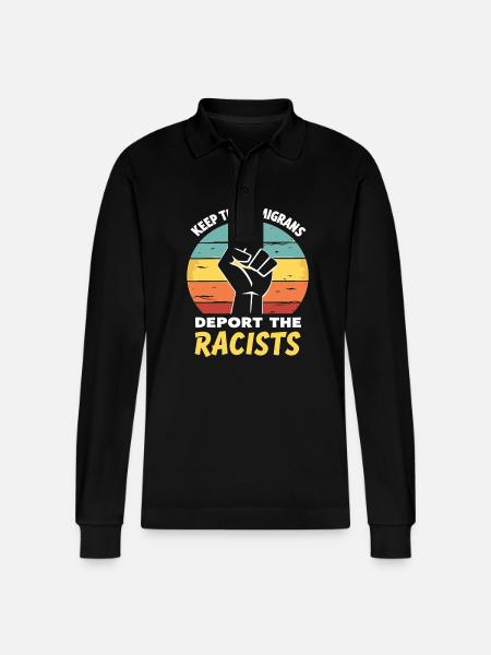Anti-Racism Diversity, Justice & Equality - Stanley/Stella Organic Unisex Long-Sleeved Polo Shirt Prepster - black