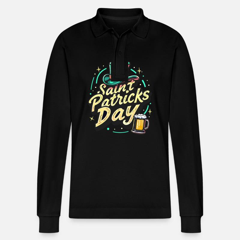 Saint Patrick`s Day Beer - Stanley/Stella Unisex Bio-Langarm-Poloshirt Prepster - Schwarz