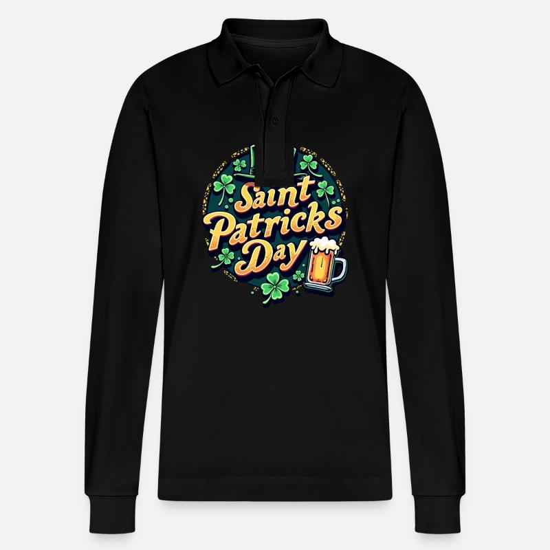 Saint Patrick`s Day Beer - Stanley/Stella Unisex Bio-Langarm-Poloshirt Prepster - Schwarz