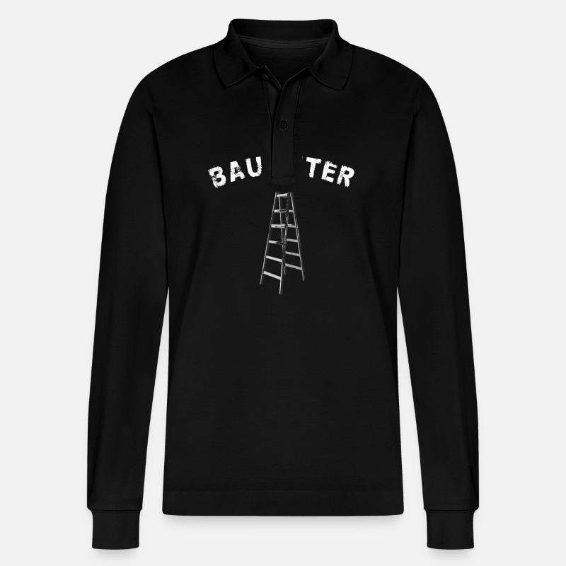 Bauleiter - Holzleiter - Baustelle - Beruf - Stanley/Stella Unisex Bio-Langarm-Poloshirt Prepster - Schwarz